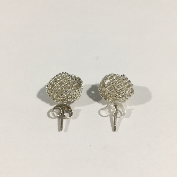 Sterling Silver Knot Stud Earrings With Push Backs - Picture 4 of 5